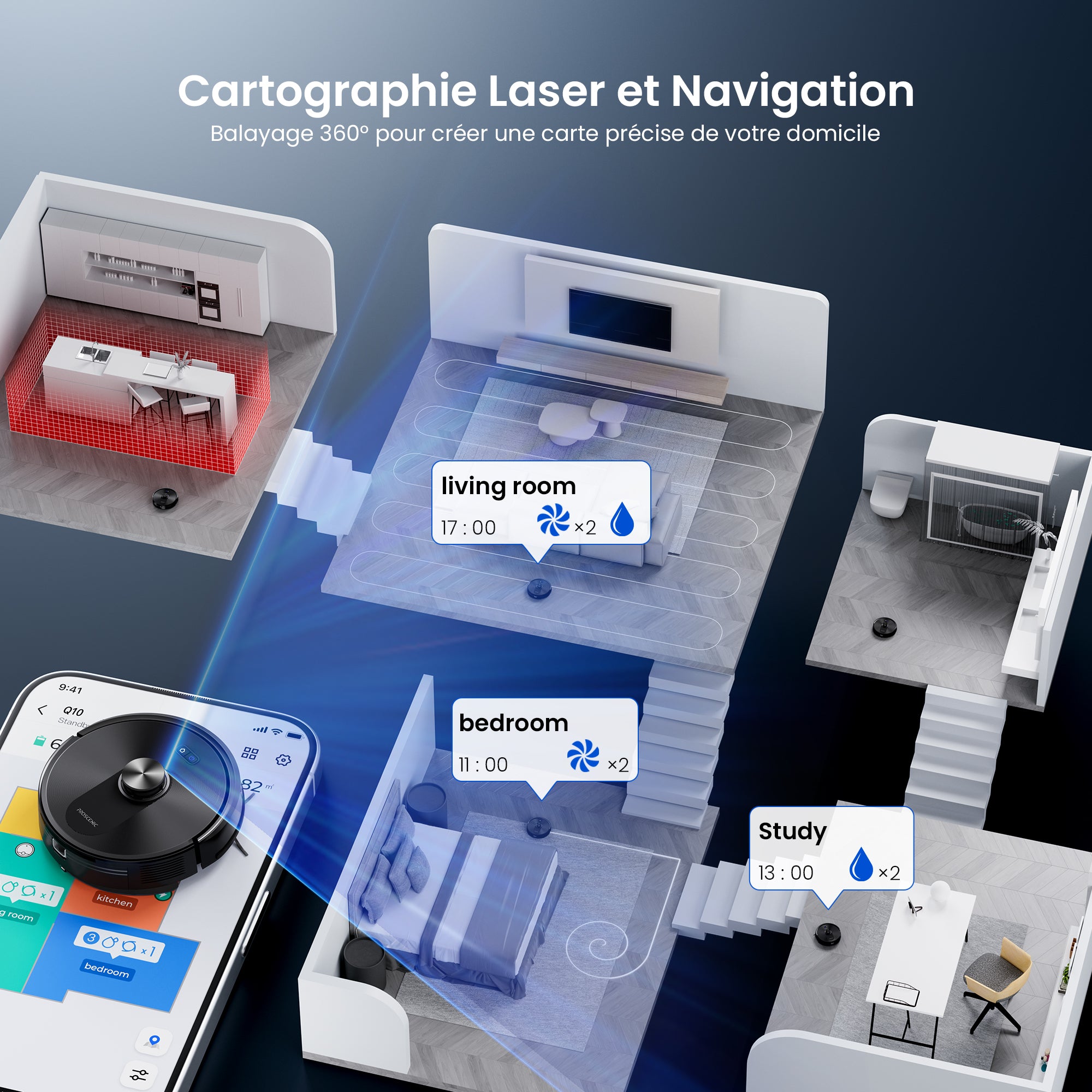 Proscenic Q10 Aspirateur Laveur Version Améliorée