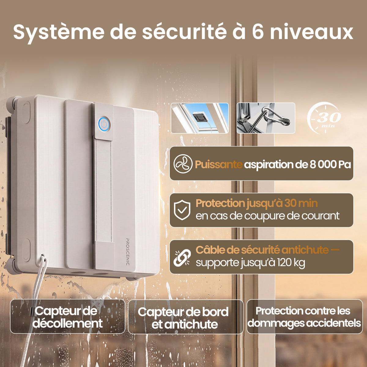 Proscenic W10 Pro Robot Lave-Vitres