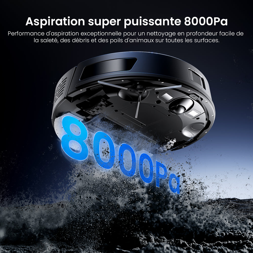 Proscenic Q8 Max+ Robot Aspirateur Laveur 8000Pa avec Station ...